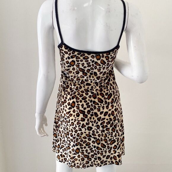 Delias x Dolls Kill Collaboration Leopard Print Velour Mini Tank Dress Y2K Vibes - Picture 3 of 5